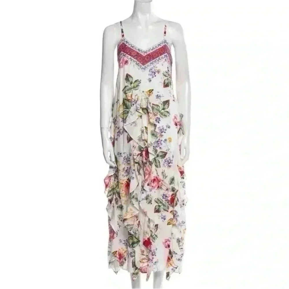 Alix of Bohemia Filipa Rosa Wildflower Dress M Cotton Ruffle Boho Resort Luxury - Picture 11 of 16
